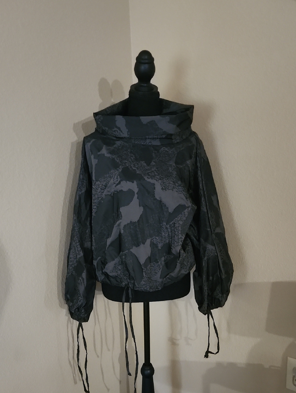 Women's Black Gray Cowl-Neck Lightweight Giovanna Shirt